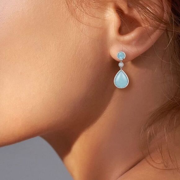 NEW Natural Aquamarine Teardrop Earrings - Picture 6 of 9